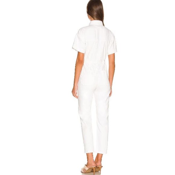 Free People We The Free Marci Jumpsuit Size Large Optic White Cotton Denim - Picture 2 of 15